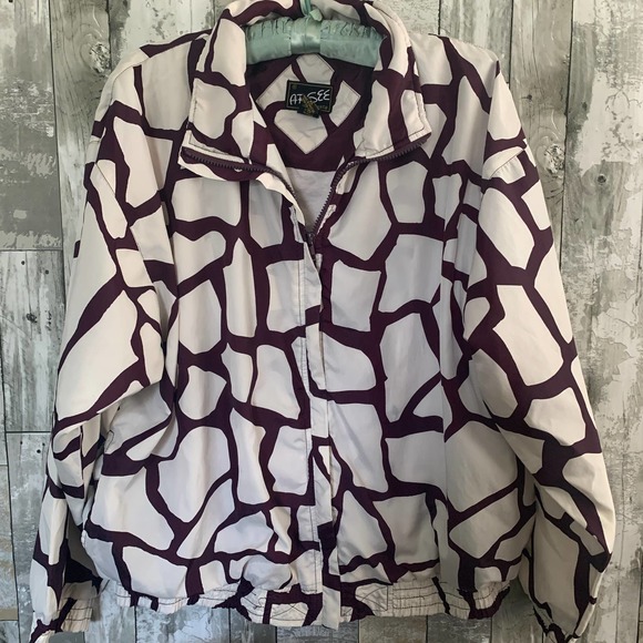Argee purple giraffe print jacket XL - Picture 1 of 4